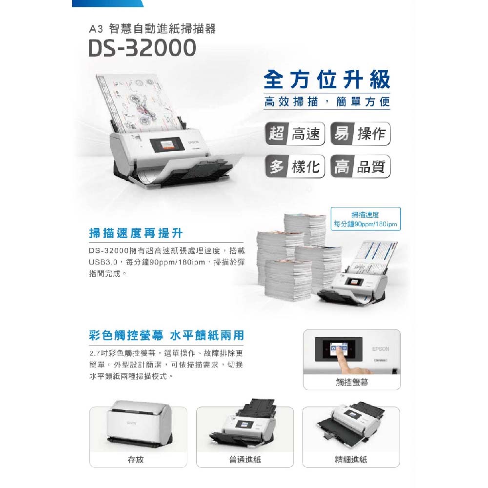 昌運監視器 EPSON 愛普生 DS-32000 A3智慧自動進紙掃描器 雙光源掃描-細節圖3