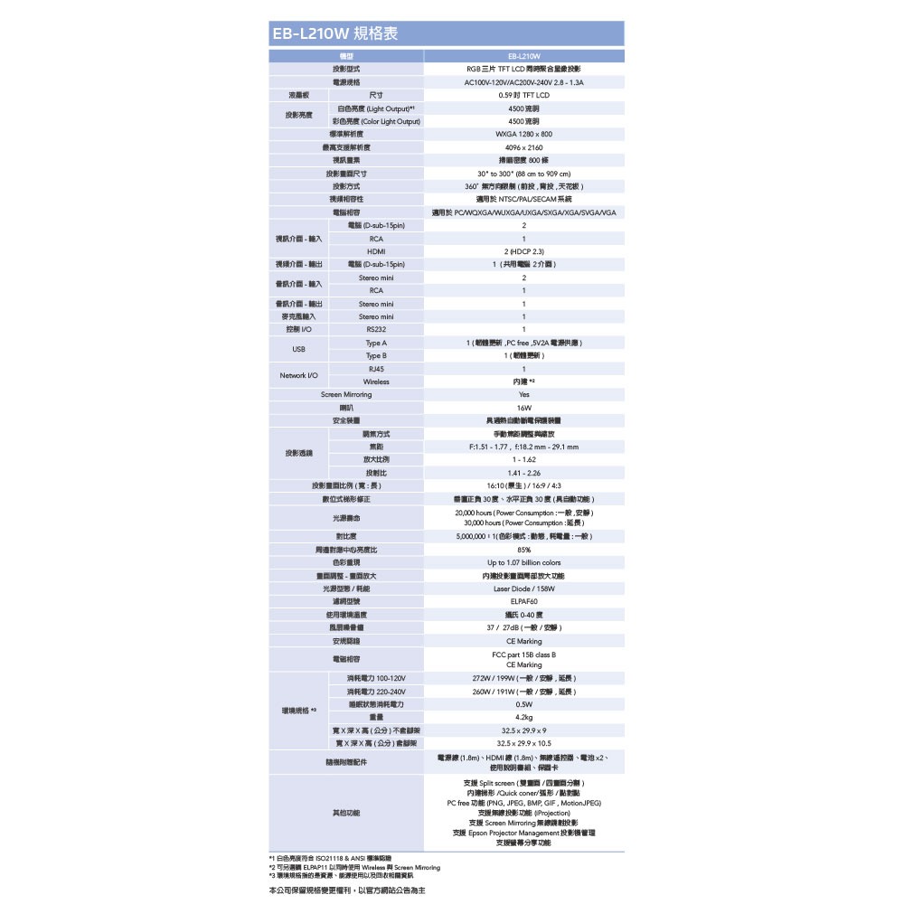 昌運監視器 EPSON 愛普生 EB-L210W 新一代商務雷射投影機 WXGA 解析度-細節圖2