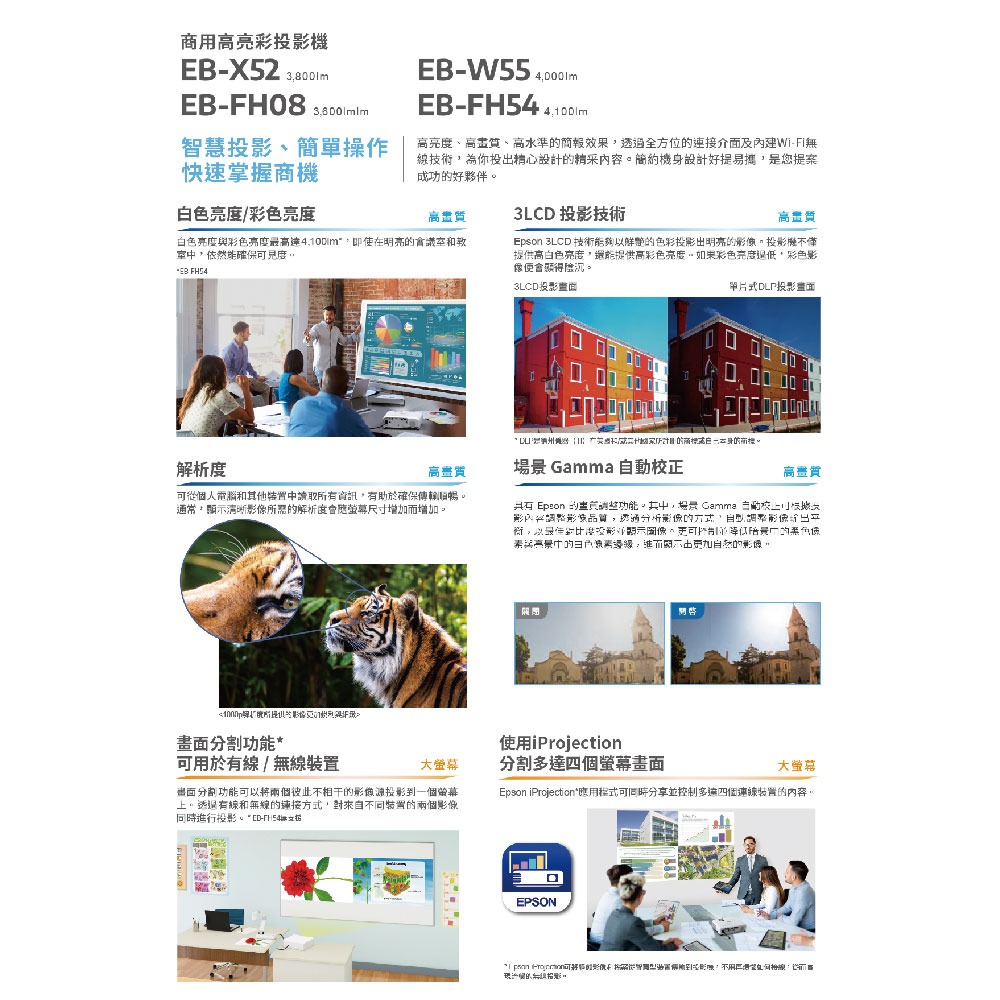 昌運監視器 EPSON 愛普生 EB-X52 高亮彩商用投影機 XGA 解析度-細節圖3