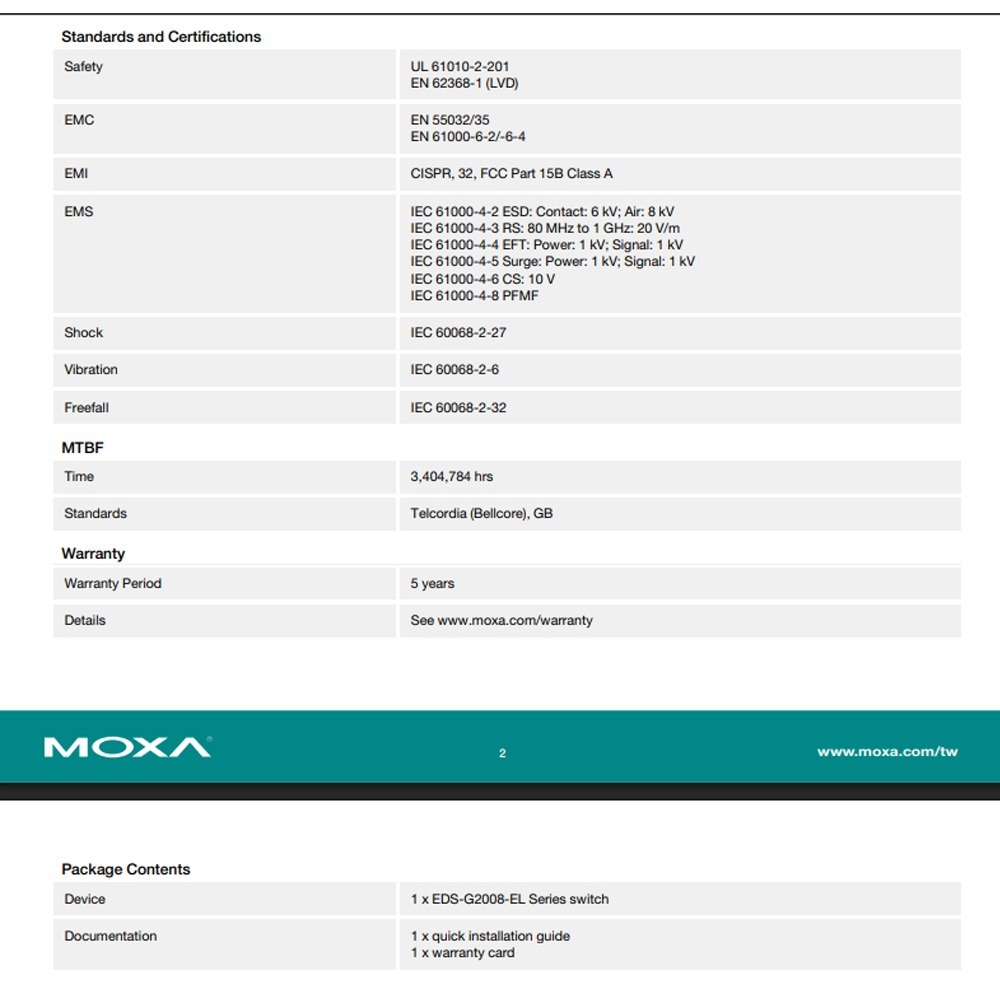 昌運監視器 MOXA EDS-G2008-EL 金屬外殼 8埠入門級非網管型 全Gigabit乙太網路交換器-細節圖4