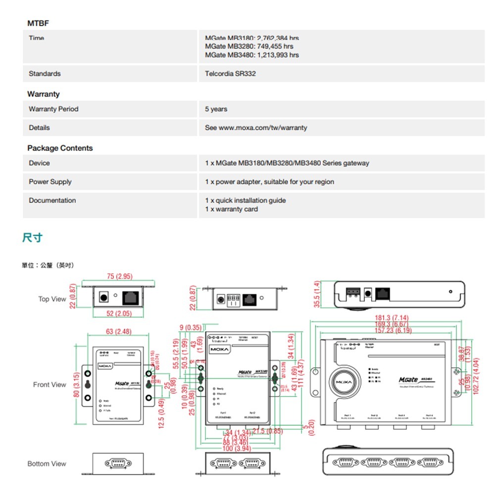 昌運監視器 MOXA MGate MB3180/US 1埠標準串列轉Modbus閘道器-細節圖6