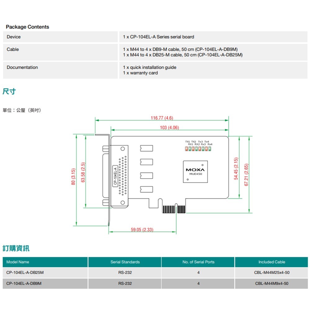 昌運監視器 MOXA CP-104EL-A-DB9M 4埠RS-232 PCI Express串列擴充卡含DB9公頭電纜-細節圖4