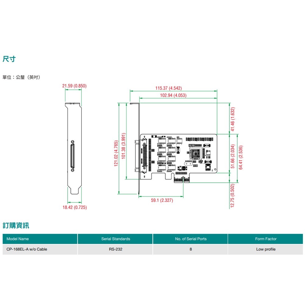 昌運監視器 MOXA CP-168EL-A w/oCable 8埠RS-232短版型PCI Express擴充卡不含電纜-細節圖5