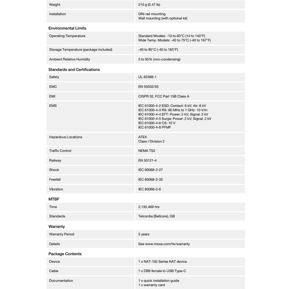 昌運監視器 MOXA NAT-102 2埠工業網路位址轉譯(NAT)裝置-細節圖4