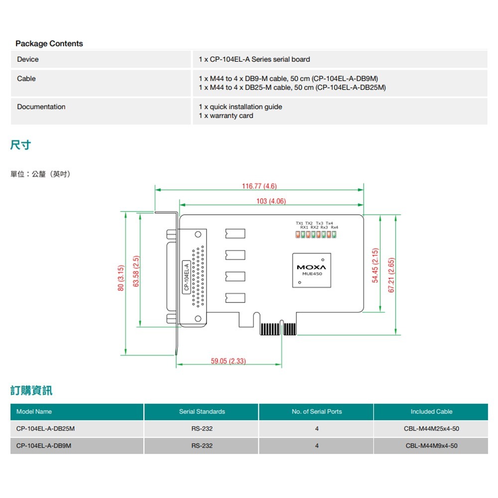 昌運監視器 MOXA CP-104EL-A-DB25M 4埠RS-232 PCI Express串列擴充卡-細節圖4
