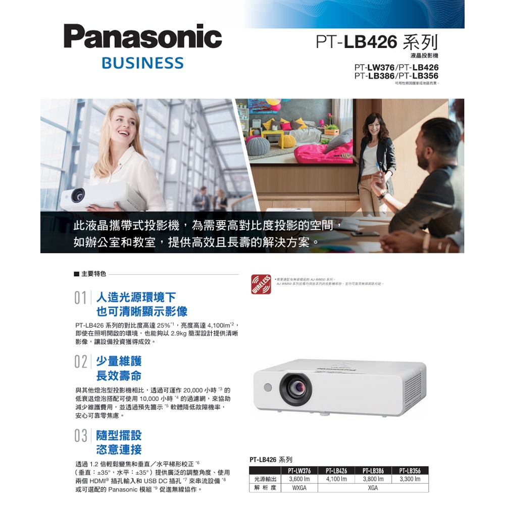 昌運監視器 Panasonic PT-LB426T 4100流明 XGA解析度 3LCD 可攜式投影機-細節圖2