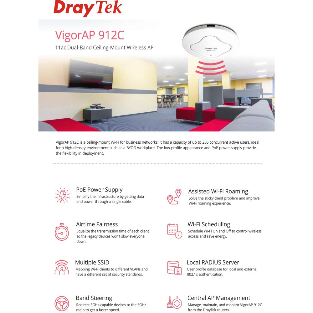 昌運監視器 DrayTek VigorAP 912C 台吸頂式無線基地台-細節圖3