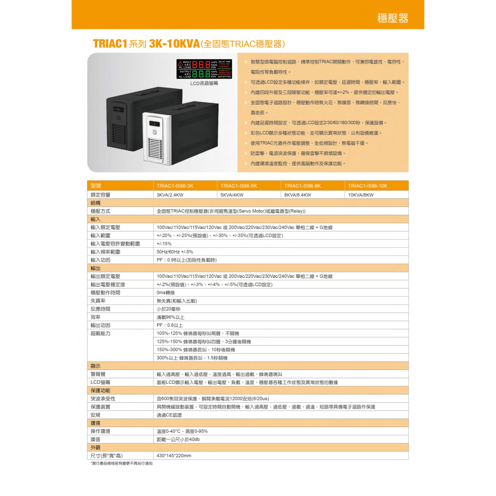 昌運監視器 IDEAL愛迪歐 TRIAC1-I586-3K 3KVA 電子式穩壓器 白色面板-細節圖3