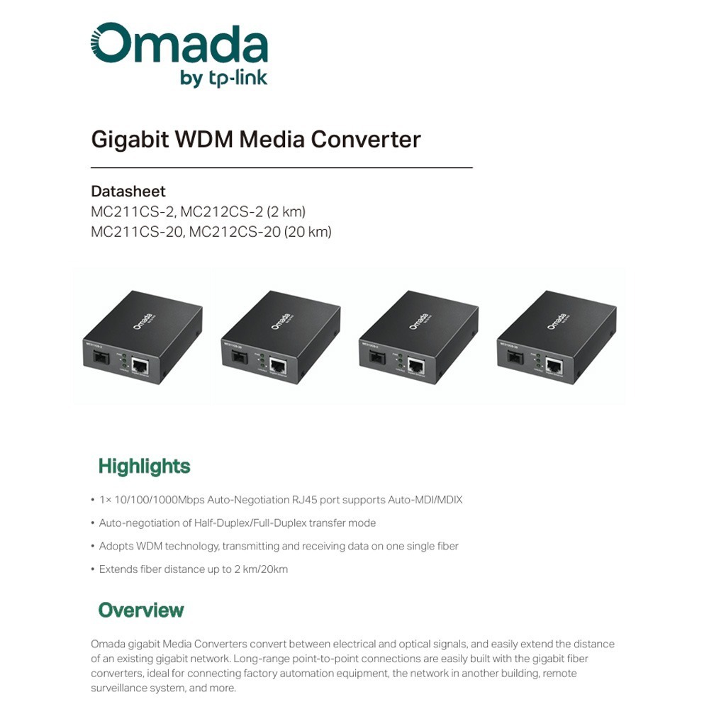 TP-LINK 昌運監視器 MC211CS-20 Omada Gigabit WDM 光電轉換器(單模單芯)-細節圖3