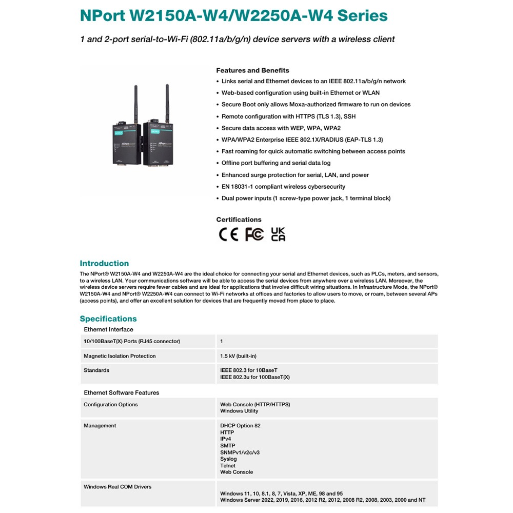 昌運監視器 MOXA NPort W2250A-W4-US 雙埠 RS-232/422/485 無線設備伺服器-細節圖6