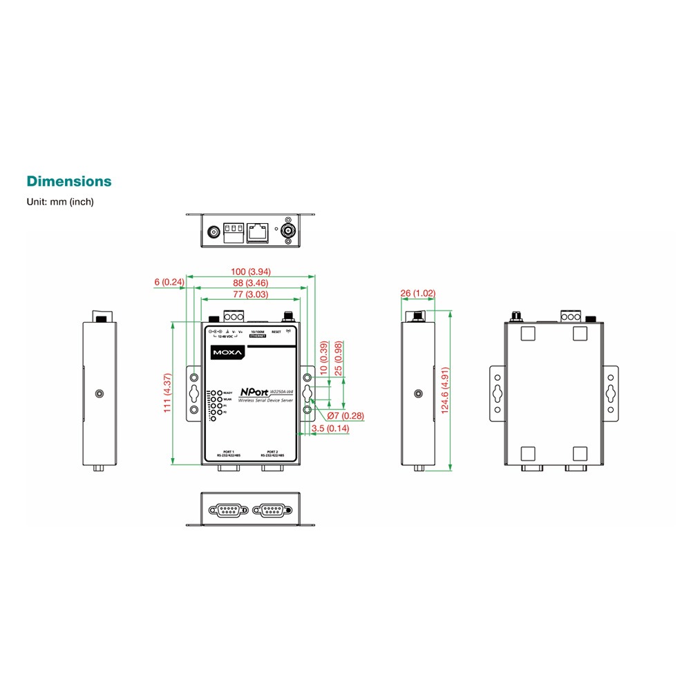 昌運監視器 MOXA NPort W2250A-W4-US 雙埠 RS-232/422/485 無線設備伺服器-細節圖7