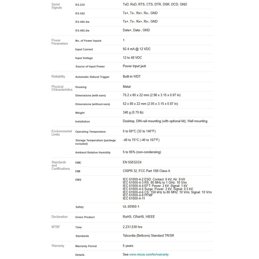 昌運監視器 MOXA NPort 5150A 1埠 RS-232/422/485 序列裝置伺服器 內建串列突波保護-細節圖3