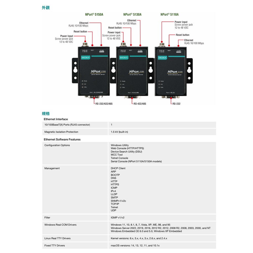 昌運監視器 MOXA NPort 5150A 1埠 RS-232/422/485 序列裝置伺服器 內建串列突波保護-細節圖5