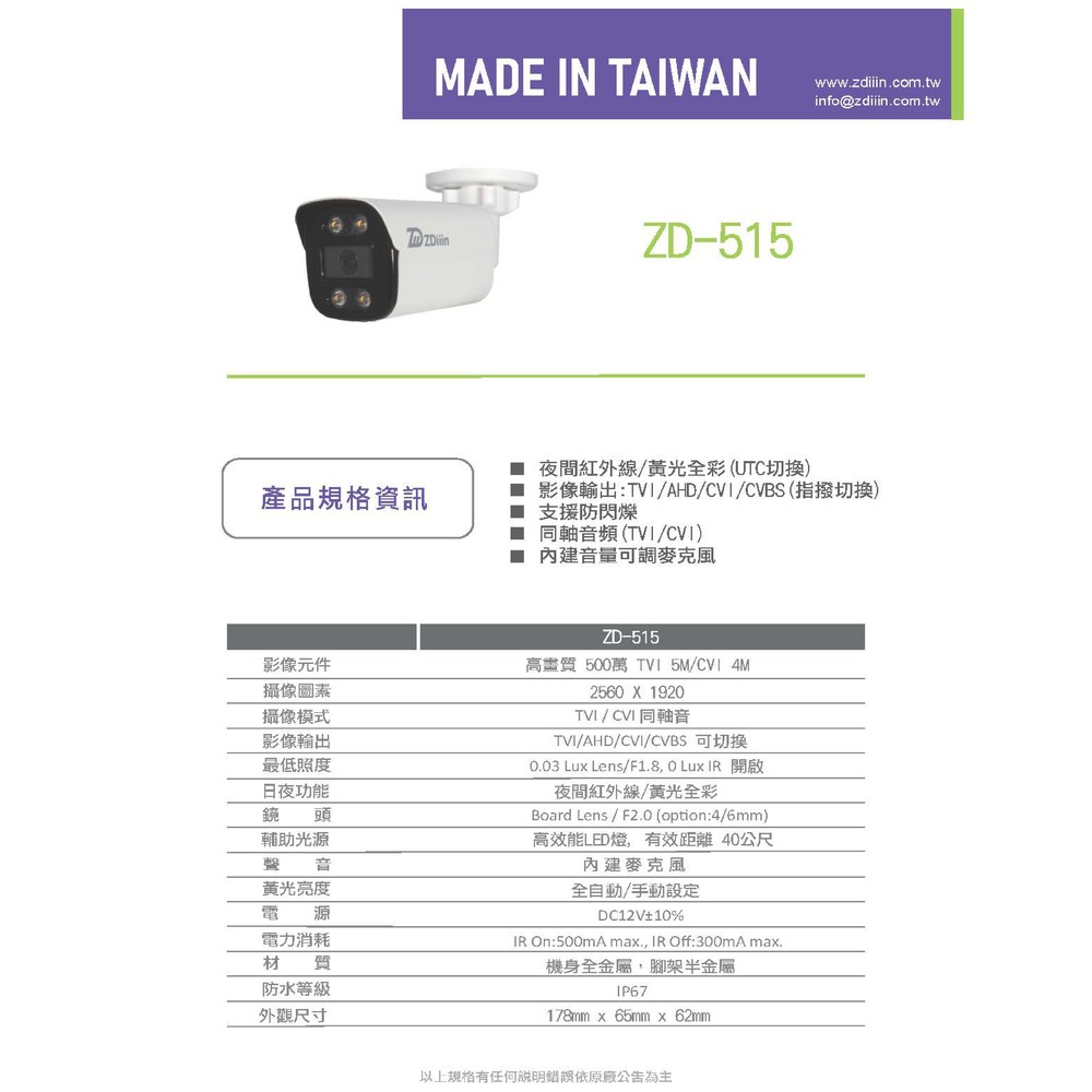 昌運監視器 ZDiiin ZD-515 500萬雙光雙音攝影機-細節圖4