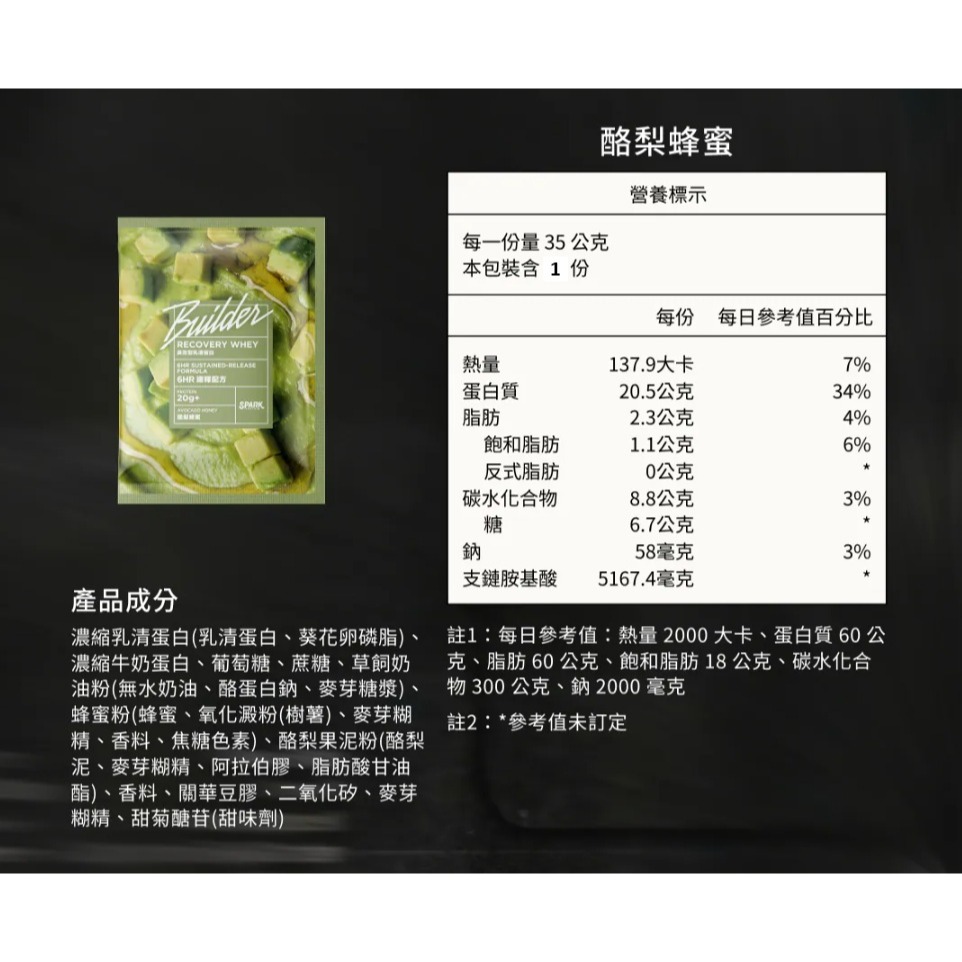 Spark Builder 長效型乳清蛋白 羽嵐服飾-規格圖1