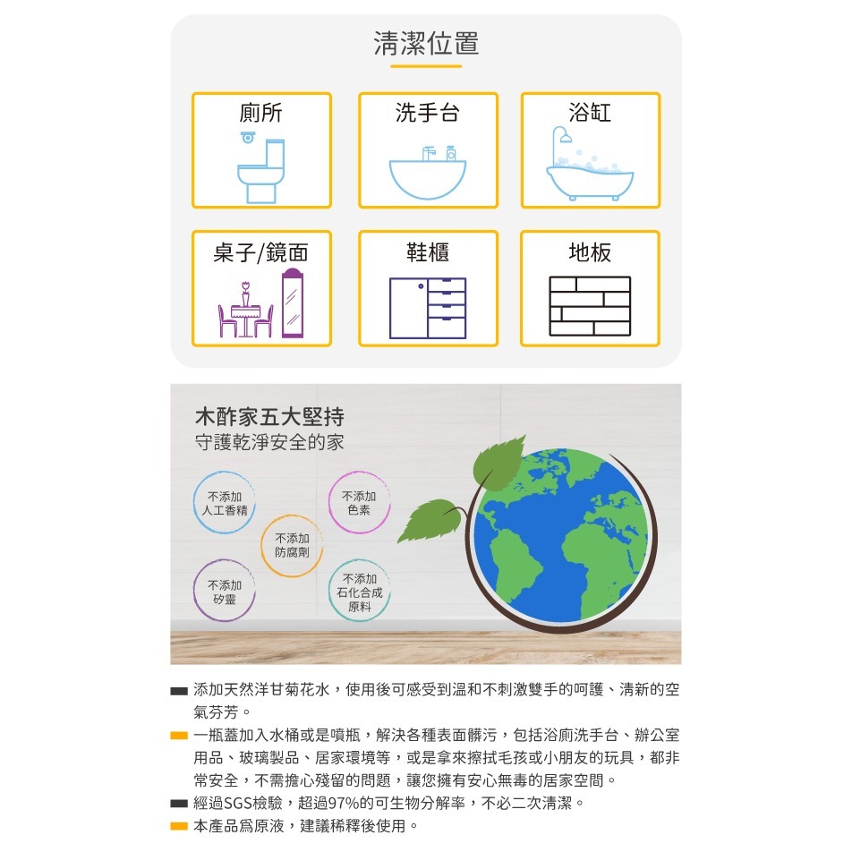 【木酢家】居家環境清潔液｜清新洋甘菊｜溫和植萃｜除臭｜驅蟲｜髒汙清潔｜各材質適用｜可生物分解97%｜不怕誤食-細節圖4