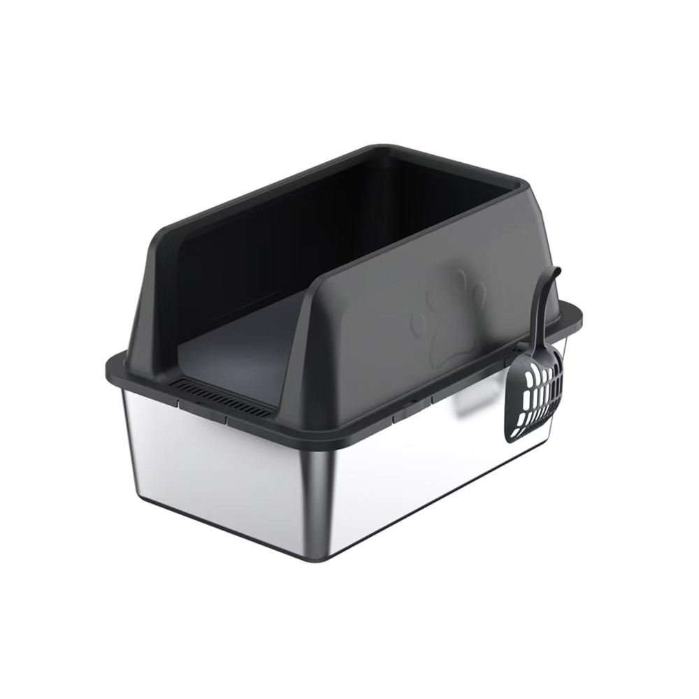 不鏽鋼貓砂盆 不黏底易清潔  三側加高 大容量 大空間 半封閉貓砂盆 貓廁所 貓便盆 貓砂盆-規格圖11