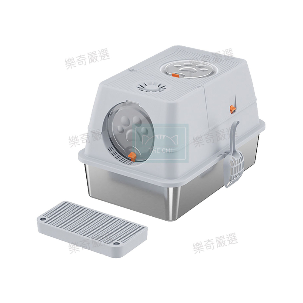 不鏽鋼封閉式貓砂盆 不沾底 不鏽鋼 半封閉貓砂盆 貓廁所 貓便盆 貓砂盆 貓砂 寵物用品 封閉式-細節圖9