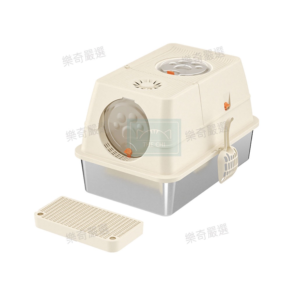 不鏽鋼封閉式貓砂盆 不沾底 不鏽鋼 半封閉貓砂盆 貓廁所 貓便盆 貓砂盆 貓砂 寵物用品 封閉式-規格圖11