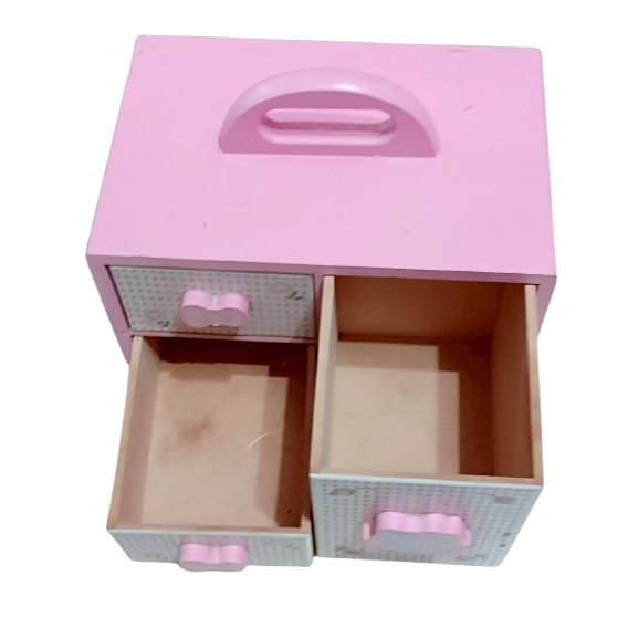 二手七成新🎀Hello Kitty 三抽木質收納盒｜桌面收納超可愛✨收文具、保養品、小物都很方便-細節圖2