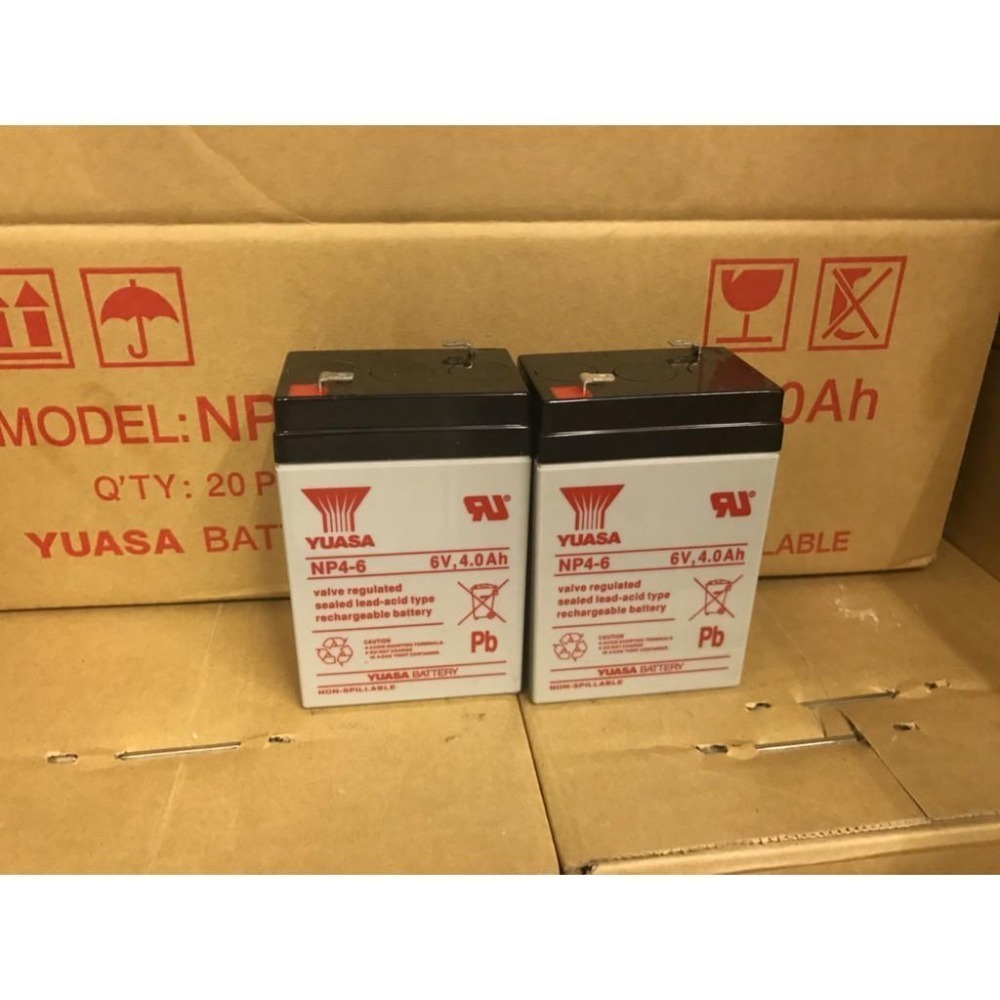 YUASA NP4-6 (20顆/箱) (6V4AH) 童車電池兒童玩具車電池更換.團媽一起合購20各團購價格-細節圖3