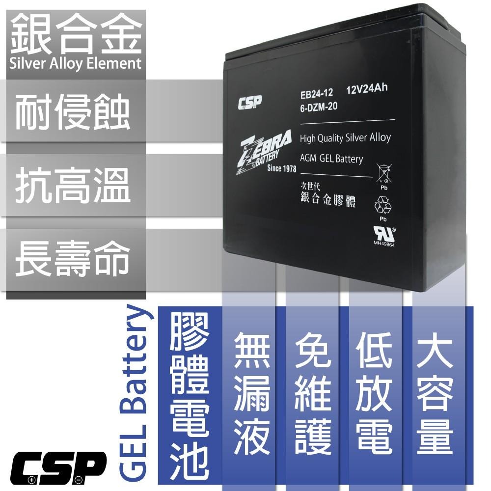 【全新品】CSP台灣 ZEBRA電池 EB24-12 12V 24Ah 電動車 電動車電池 電動自行車 電動腳踏車-細節圖2