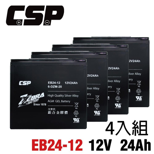 CSP進煌 銀合金膠體電池 電動車電池 強效版 等同6-DZM-20. EB24-12 x4顆(箱）12V24Ah