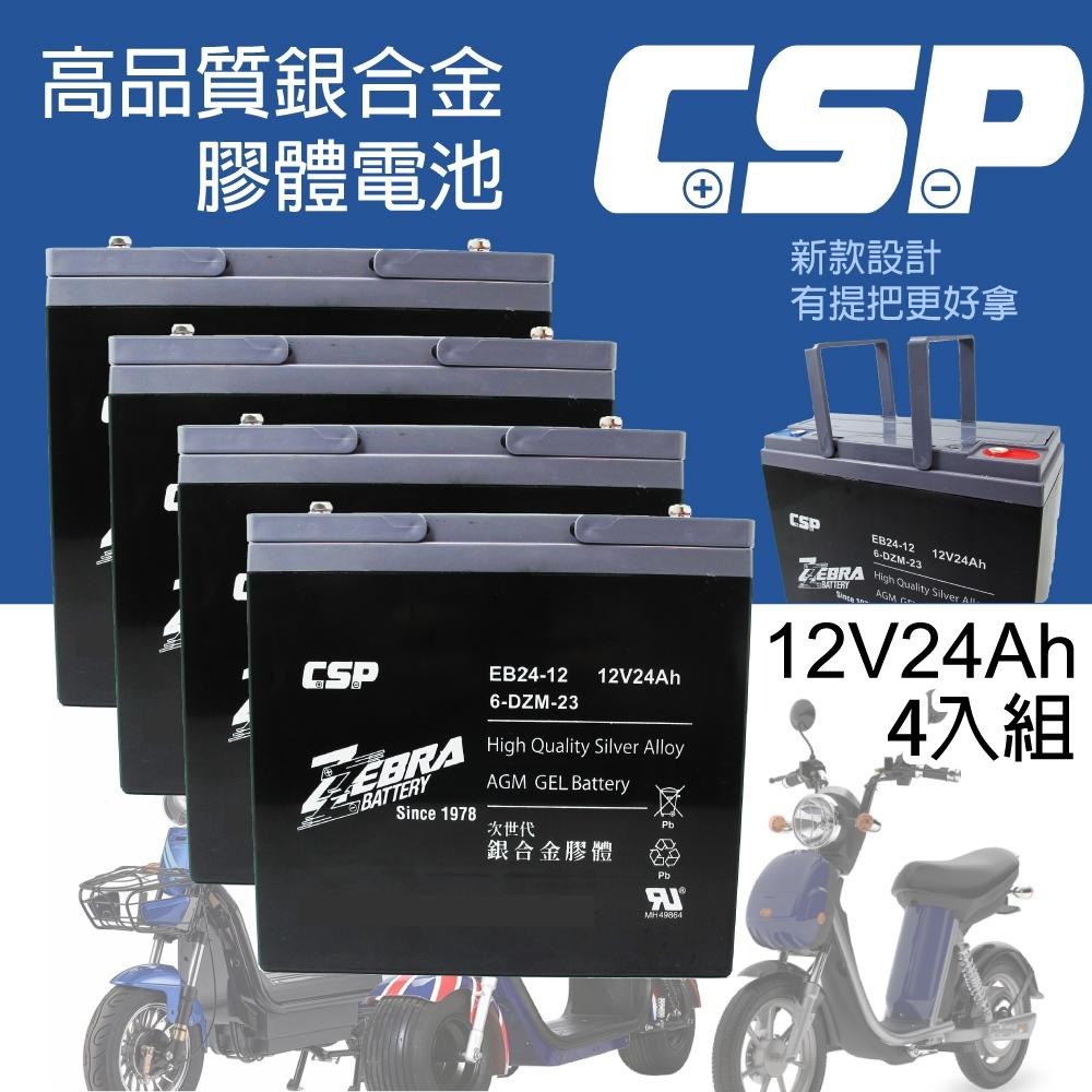 CSP進煌 銀合金膠體電池 電動車電池 強效版 等同6-DZM-20. EB24-12 x4顆(箱）12V24Ah-細節圖2