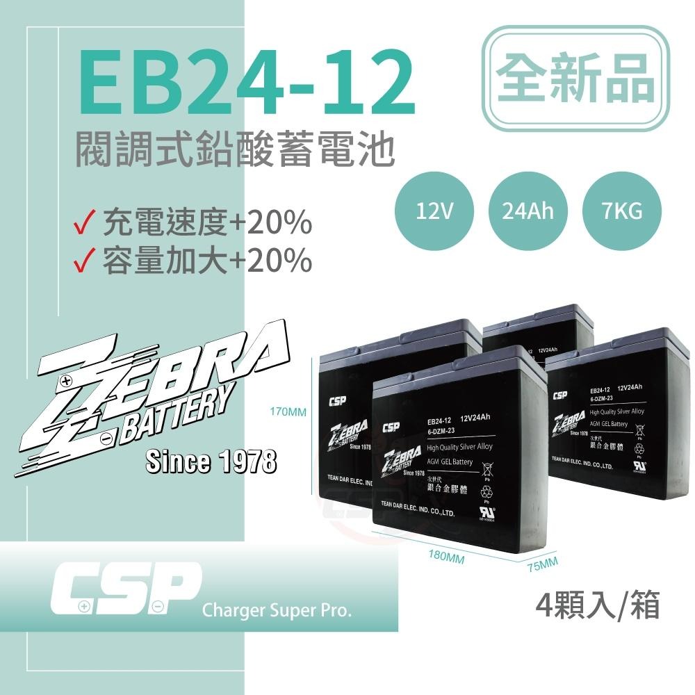 CSP進煌 銀合金膠體電池 電動車電池 強效版 等同6-DZM-20. EB24-12 x4顆(箱）12V24Ah-細節圖6