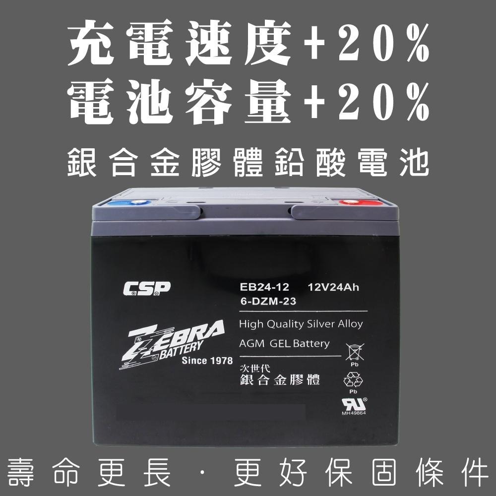 CSP進煌 斑馬電池 12V 24AH 電動機車 電動車電池 銀合金膠體電池 強效版 EB24-12等同6-DZM-20-細節圖5