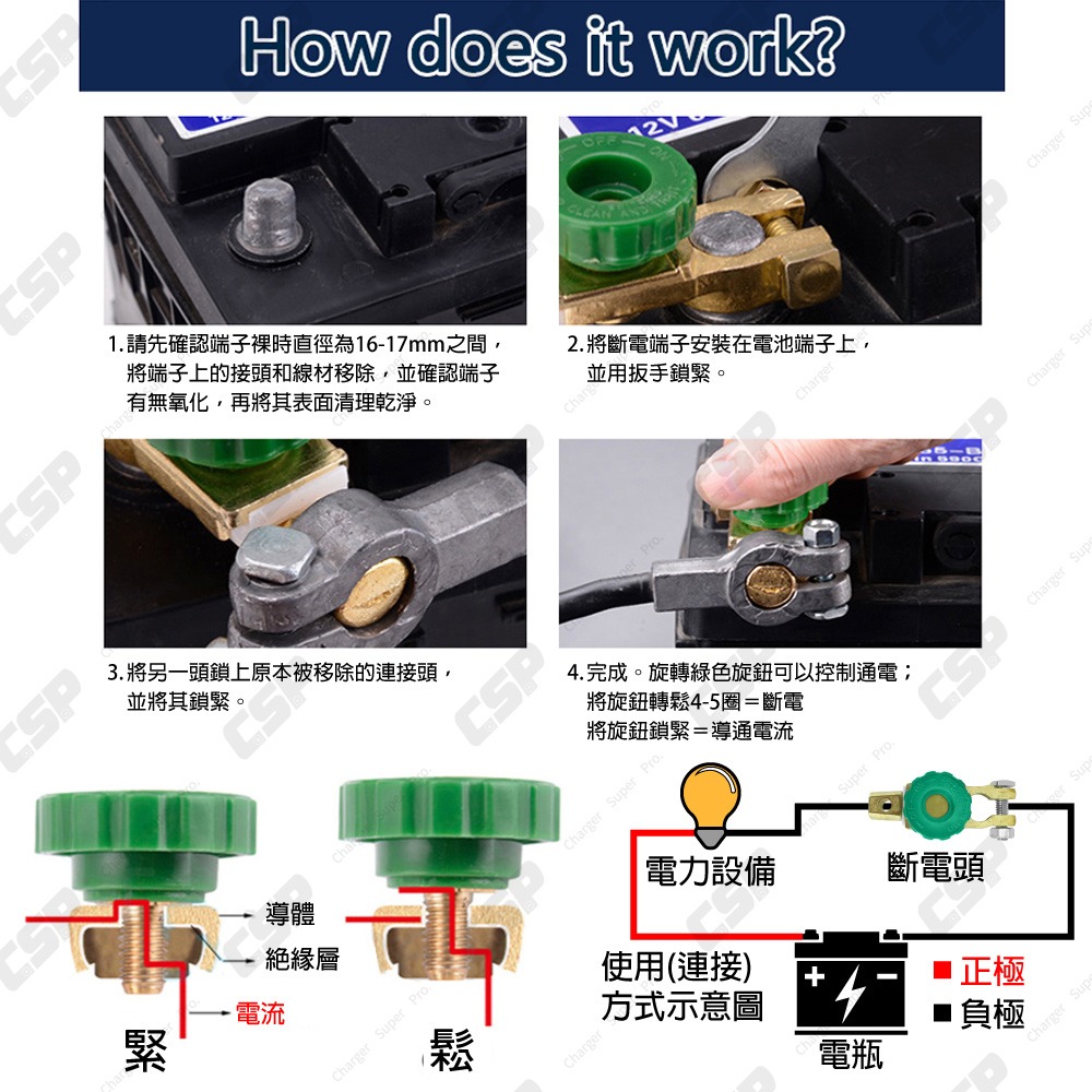 【CSP】斷電頭 汽車斷電頭 汽車電瓶斷電器 斷電開關 汽車電瓶斷電器 電瓶斷電開關 電源開關 斷電 防盜-細節圖3