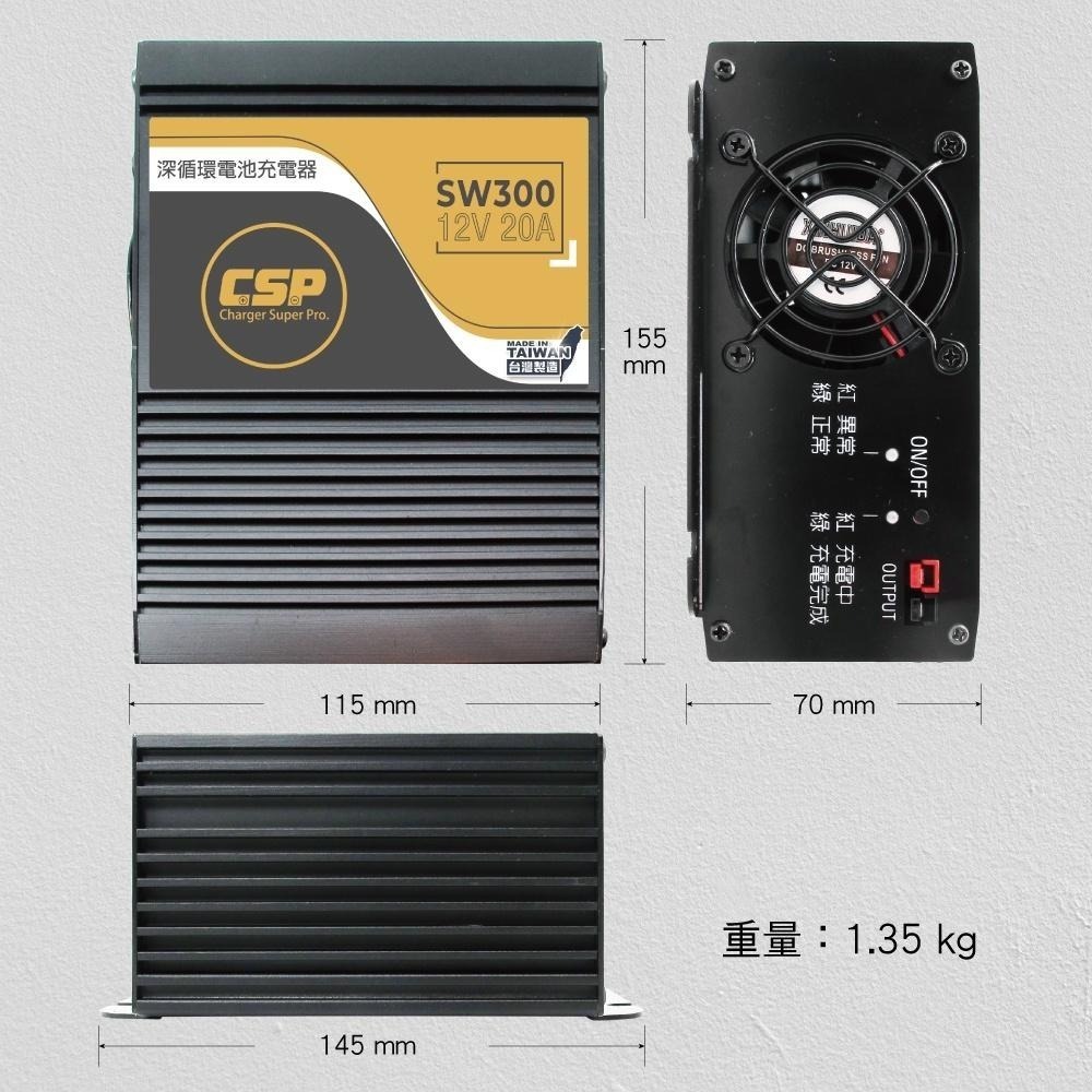 12V20A電瓶充電器,電池,深循環電池,充電機,免維護電池,AGM電池,智慧型充電器,SW300全自動-細節圖3