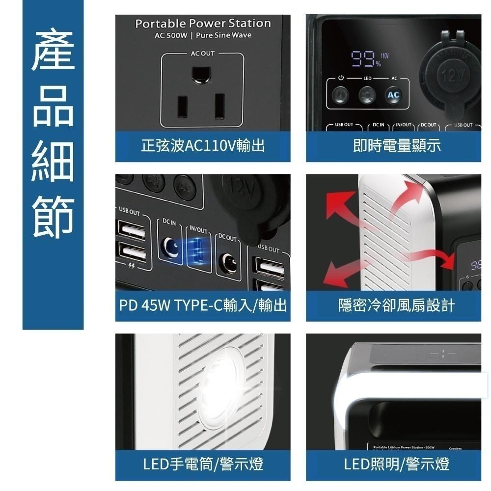 P500手提式儲能電源全新 CSP備用電源 儲能設備.停電.露營.表演.工地.儲能電源-細節圖3