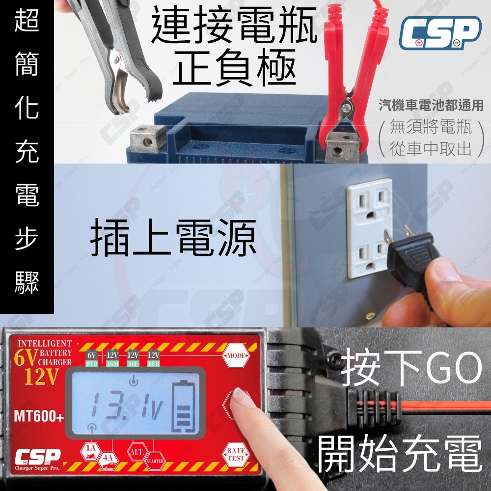 MT600+ 汽機車充電器 汽車充電器 機車充電器 汽車電瓶保養  充電 檢測器 檢測 維護 全電壓 6V 12V-細節圖4