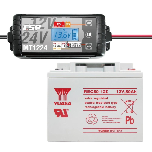 MT1224智慧電池充電器+50Ah循環型蓄電池 太陽能儲電 綠能儲電 露營車REC50-12I+MT1224