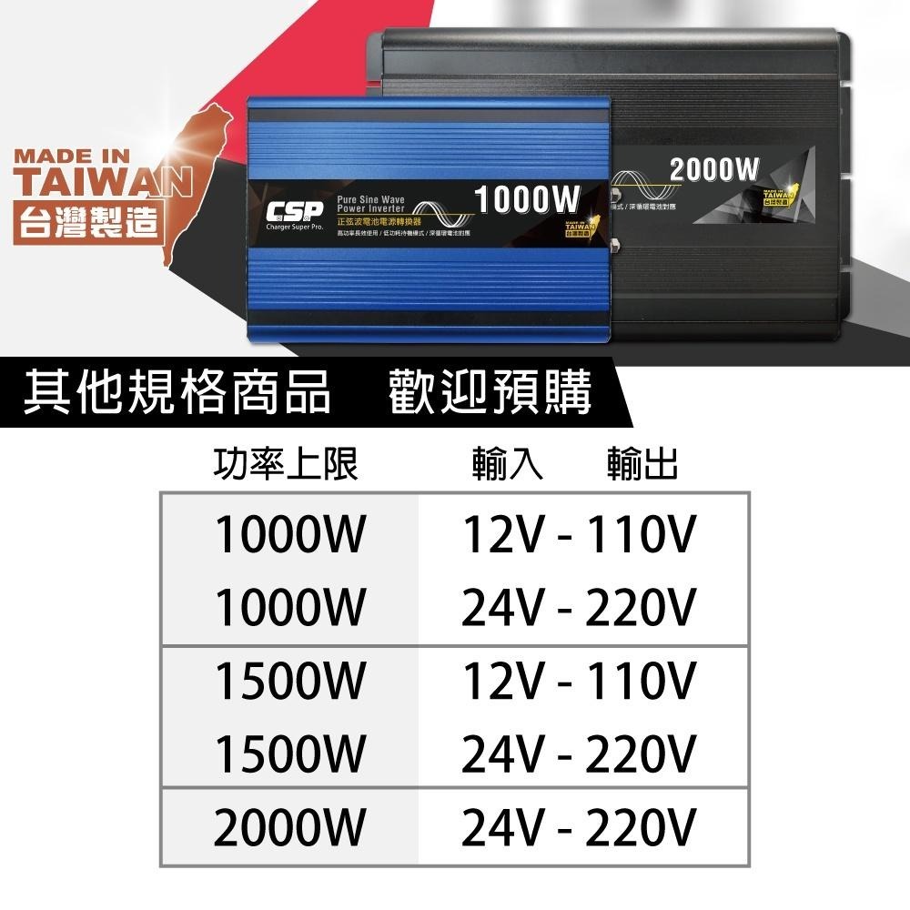 2000W電源轉換器 正弦波逆變器 12V轉110V 餐車 胖卡 戶外電 車用轉換器 露營車 戶外CSP台灣製造 高功率-細節圖10