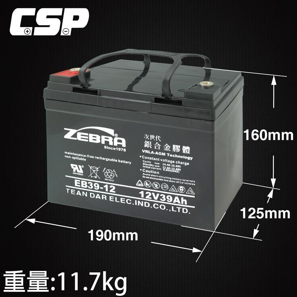 ZEBRA 電動機車電池EB39-12膠體電池12V39Ah  電動自行車 代步車 輔助車 電池更換 電池DIY-細節圖3