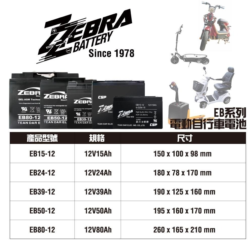 ZEBRA 電動機車電池EB39-12膠體電池12V39Ah  電動自行車 代步車 輔助車 電池更換 電池DIY-細節圖5