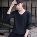 【黃道宙域】男生 上衣 秋季 大碼裝 長袖T恤 男 韓版 V領 打底衫 潮流 寬鬆 T恤 上衣 男裝 素色 百搭-規格圖8