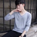 【黃道宙域】男生 上衣 秋季 大碼裝 長袖T恤 男 韓版 V領 打底衫 潮流 寬鬆 T恤 上衣 男裝 素色 百搭-規格圖8