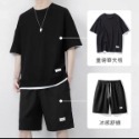【黃道宙域】華夫格 短袖 男裝 短褲 夏季 男士 運動 休閒 簡約 套裝 青少年 兩件套 套裝 舒適 柔軟-規格圖9