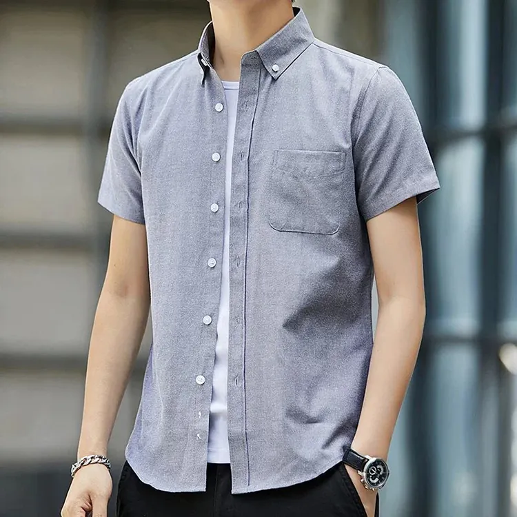 【黃道宙域】男生短袖襯衫 男裝 男士上衣 短袖 襯衫 夏季襯衫 穿搭 休閒上衣 翻領 簡約襯衫 商務穿搭 簡便 簡約-細節圖3