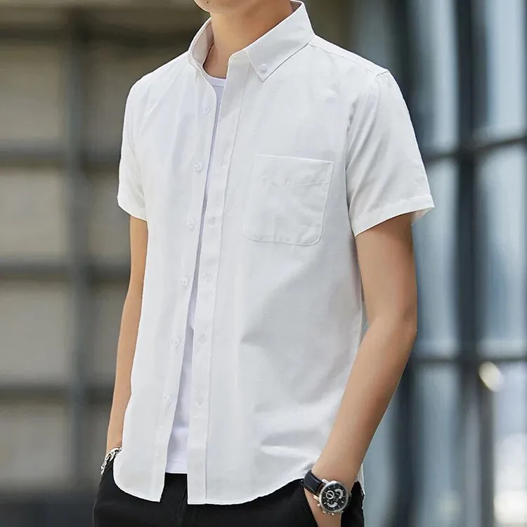 【黃道宙域】男生短袖襯衫 男裝 男士上衣 短袖 襯衫 夏季襯衫 穿搭 休閒上衣 翻領 簡約襯衫 商務穿搭 簡便 簡約-細節圖6