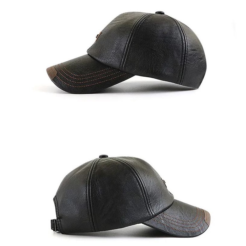 【黃道宙域】男士 帽子 造型 鴨舌帽 男裝 帥氣 皮質 拚色 棒球帽 防曬 穿搭 戶外配件 運動-細節圖2