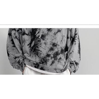 【黃道宙域】秋裝 長袖上衣 韓版ins 原宿風 街頭 嘻哈 復古 漸變 紮染 寬鬆 圓領 打底長袖T恤-細節圖3