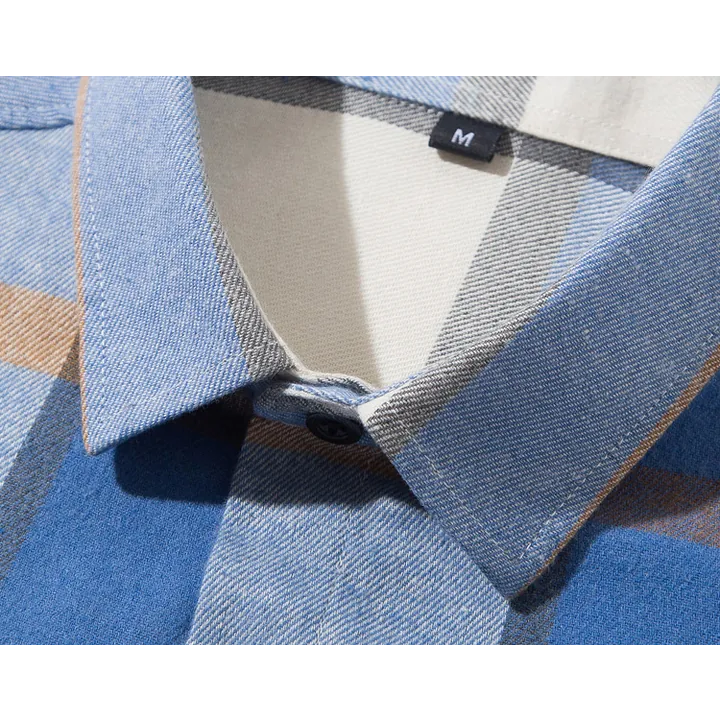 【黃道宙域】男生襯衫 格子襯衫 長袖上衣  外搭 男士格紋襯衫 長袖襯衫 穿 搭網格 風格 學院風 休閒長袖 襯衫-細節圖8