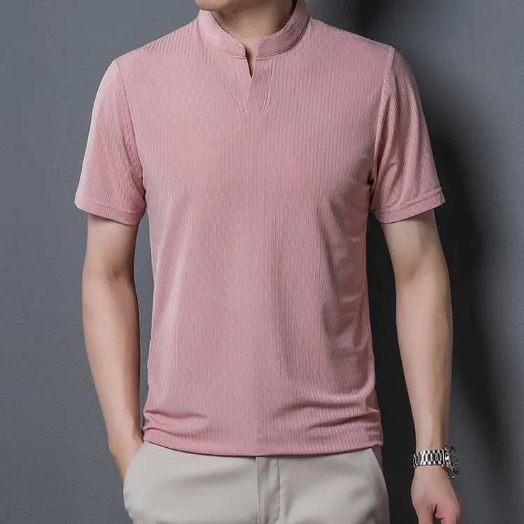 【黃道宙域】男生短袖 男生上衣 T恤 冰絲 夏季 涼感上衣 短袖T恤 休閒上衣 打底 速乾上衣 立領上衣-細節圖5