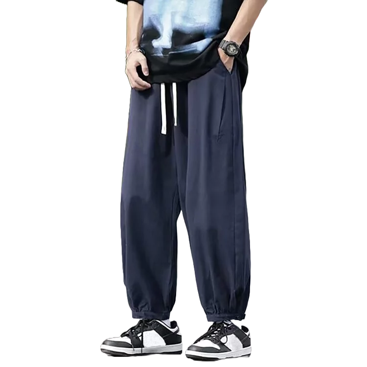 【黃道宙域】男生長褲 男裝 日系長褲 寬鬆 簡約 括腿長褲 休閒褲 寬腿褲 素色 純色 風格 鬆緊褲-細節圖6