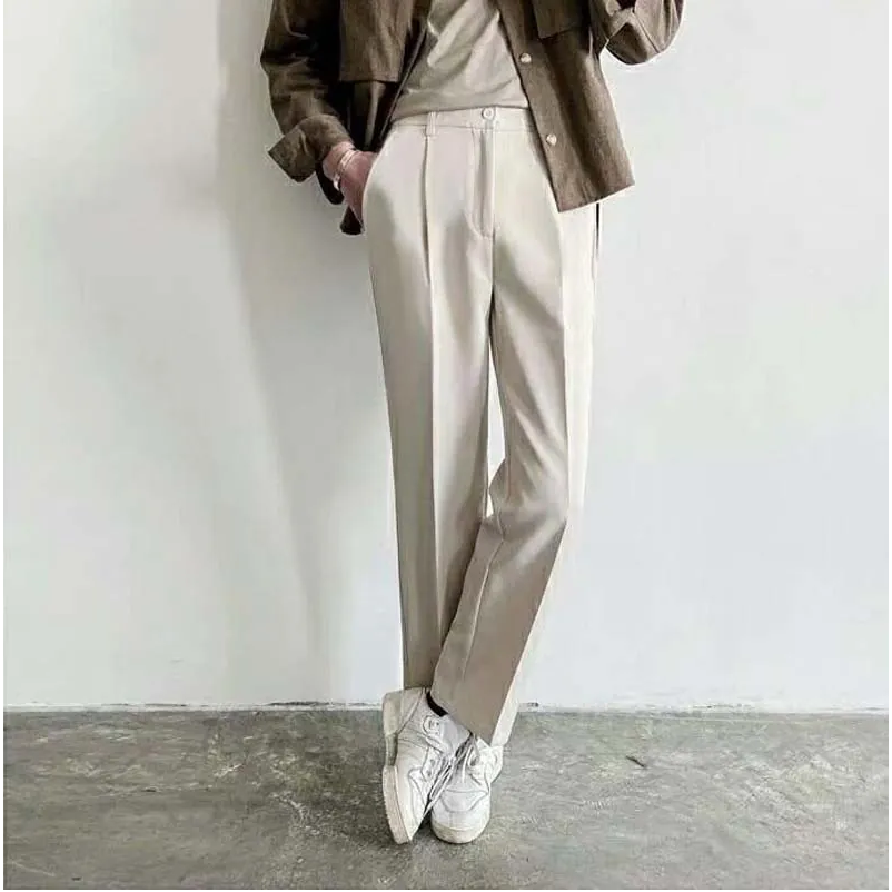 【黃道宙域】男生長褲 純色 素色長褲 西裝褲 直筒褲 休閒褲 商務長褲修身長褲 韓版 修長-細節圖2