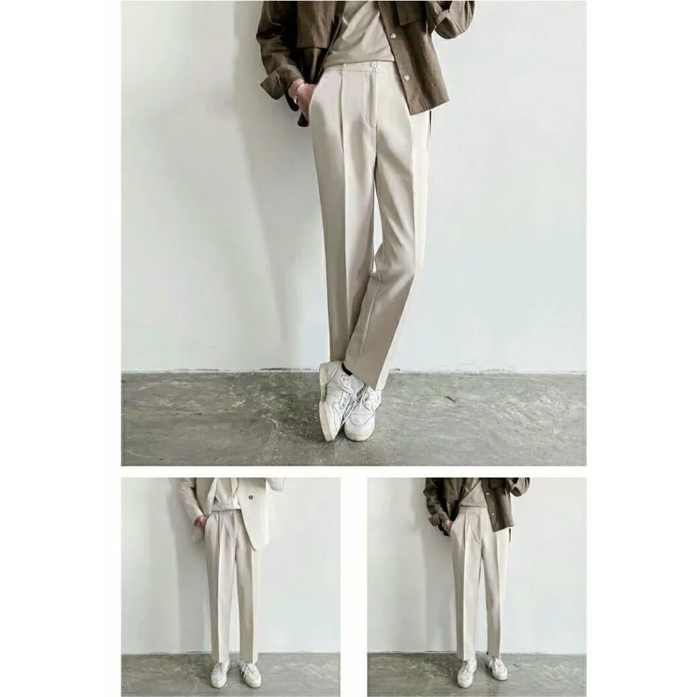 【黃道宙域】男生長褲 純色 素色長褲 西裝褲 直筒褲 休閒褲 商務長褲修身長褲 韓版 修長-細節圖5